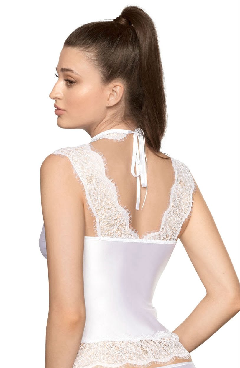 Roza Sija White Shirt with Eyelash Lace Neck Tie Gift Box Set