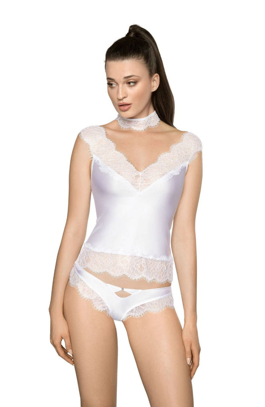Roza Sija White Shirt with Eyelash Lace Neck Tie Gift Box Set