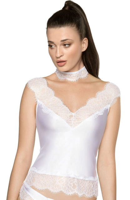 Roza Sija White Shirt with Eyelash Lace Neck Tie Gift Box Set