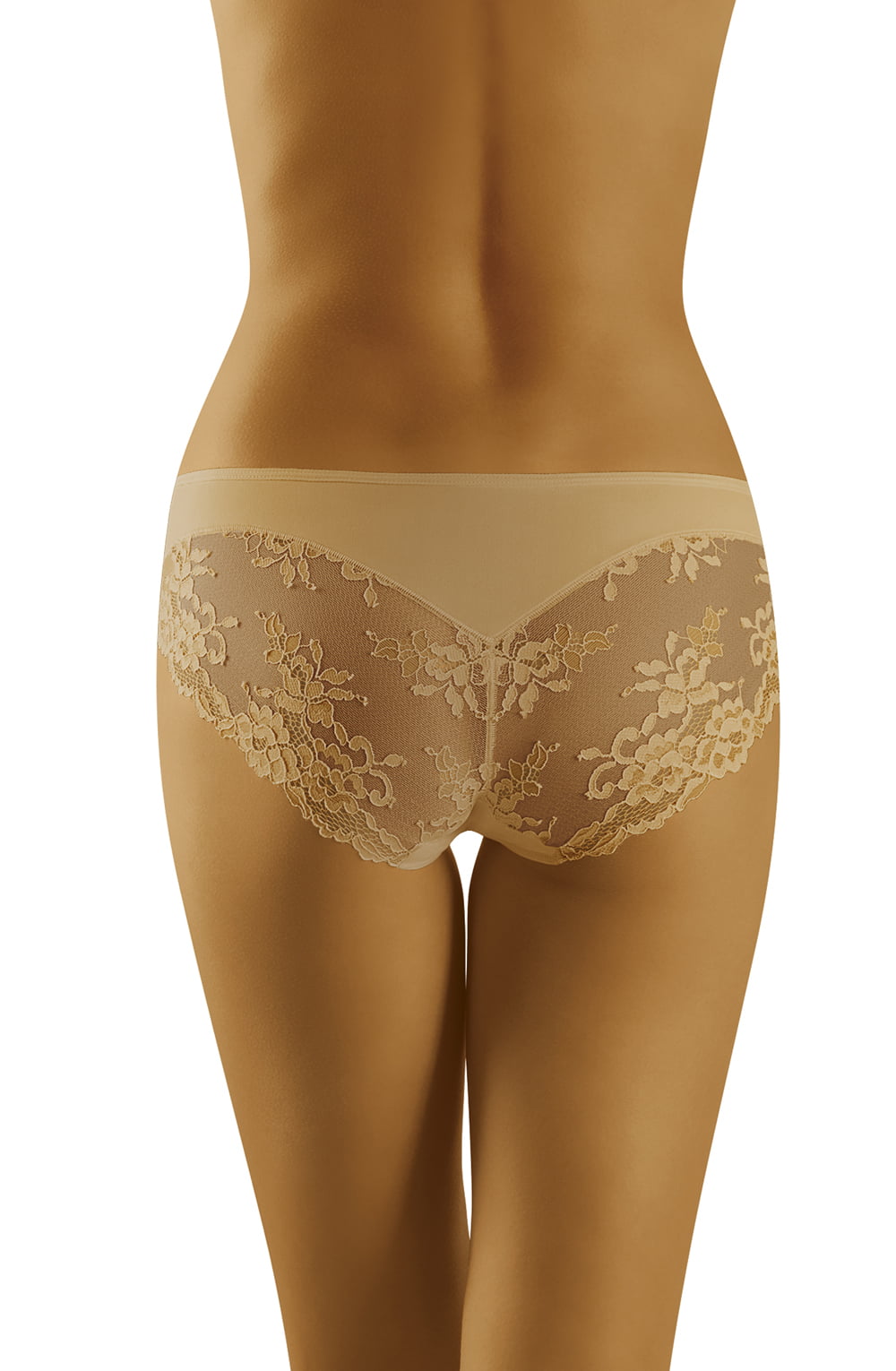 Wolbar Aria Beige Brief with Floral Lace Back Packaged in Box