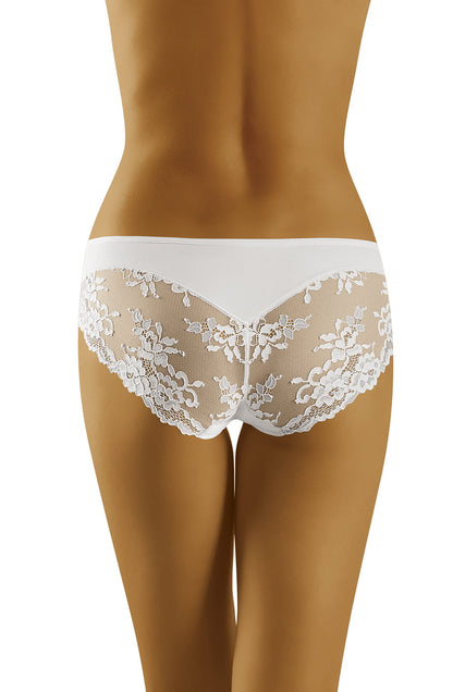 Wolbar Aria White Brief with Floral Lace Back Design