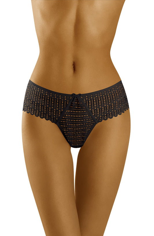 Wolbar Curanta Black Lace Matching Brief with Bow in Gift Box Packaging