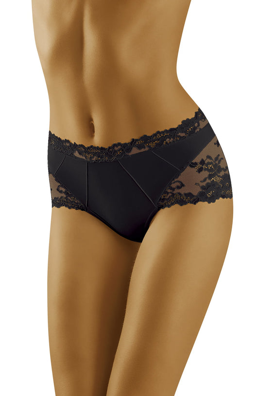 Wolbar Luxa Black Elegant Brief with Floral Lace Design