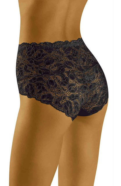 Wolbar Teri Black Floral Lace Briefs with Comfortable Stretchy Waistband