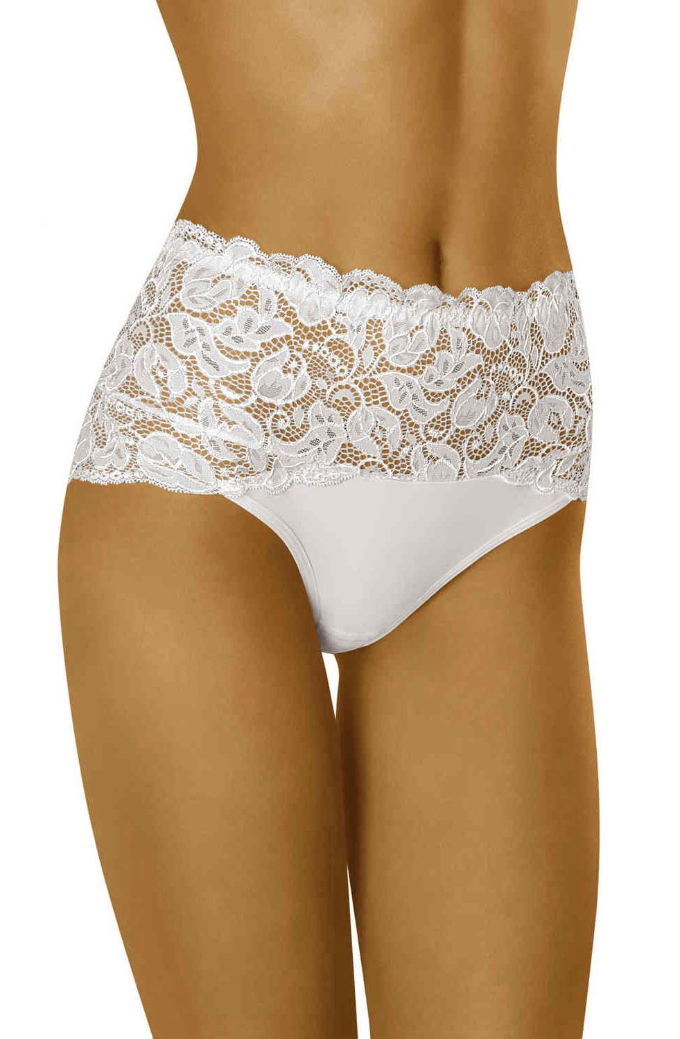 Wolbar Teri White Floral Lace Briefs with Comfortable Stretch Waistband