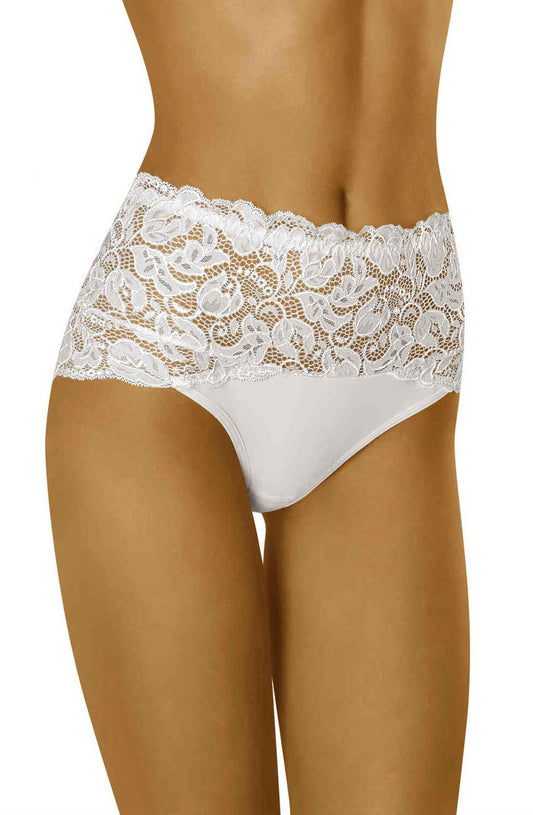 Wolbar Teri White Floral Lace Briefs with Comfortable Stretch Waistband