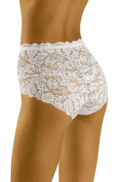 Wolbar Teri White Floral Lace Briefs with Comfortable Stretch Waistband