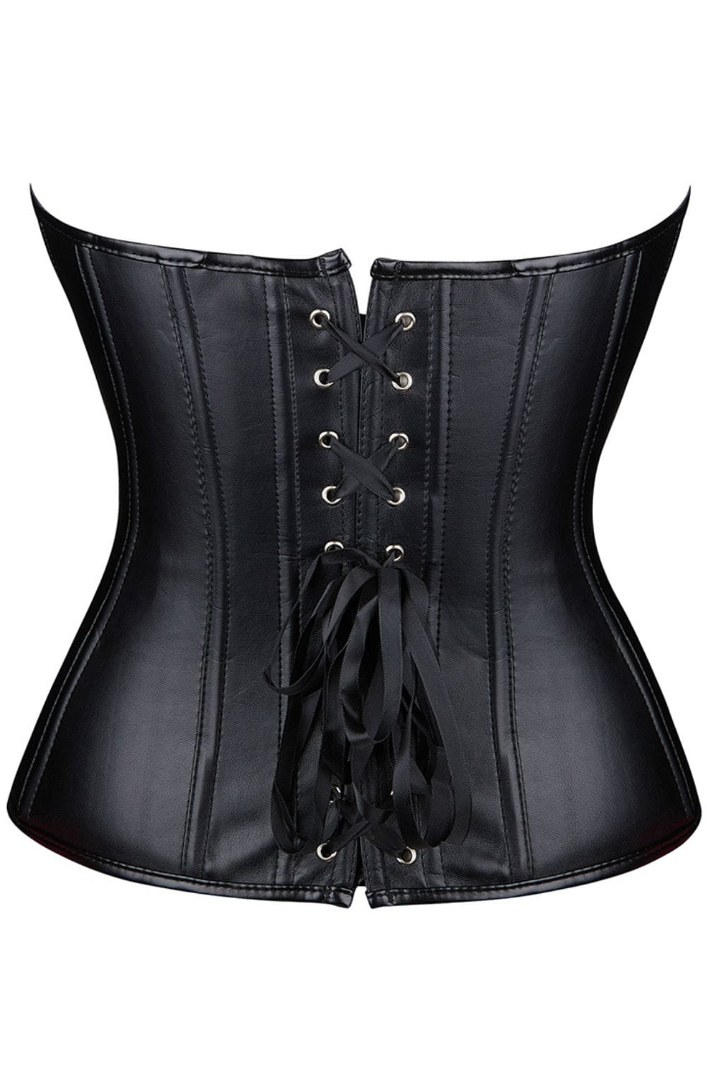 YesX Black Leather - Look Zip - Up Corset with Adjustable Lace - Up Back, Sizes Up to 4XL - Bodybloom
