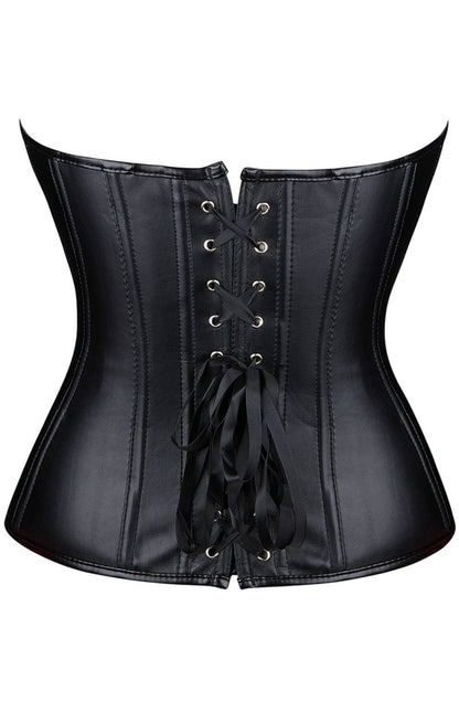 YesX Black Leather - Look Zip - Up Corset with Adjustable Lace - Up Back, Sizes Up to 4XL - Bodybloom