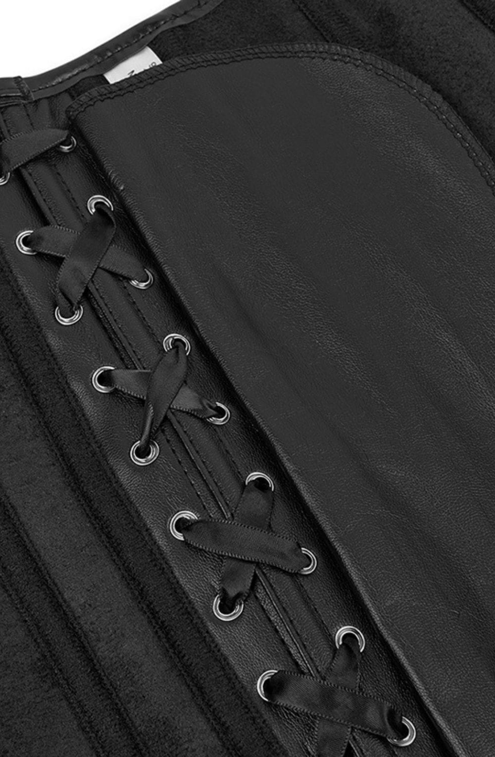 YesX Black Leather - Look Zip - Up Corset with Adjustable Lace - Up Back, Sizes Up to 4XL - Bodybloom
