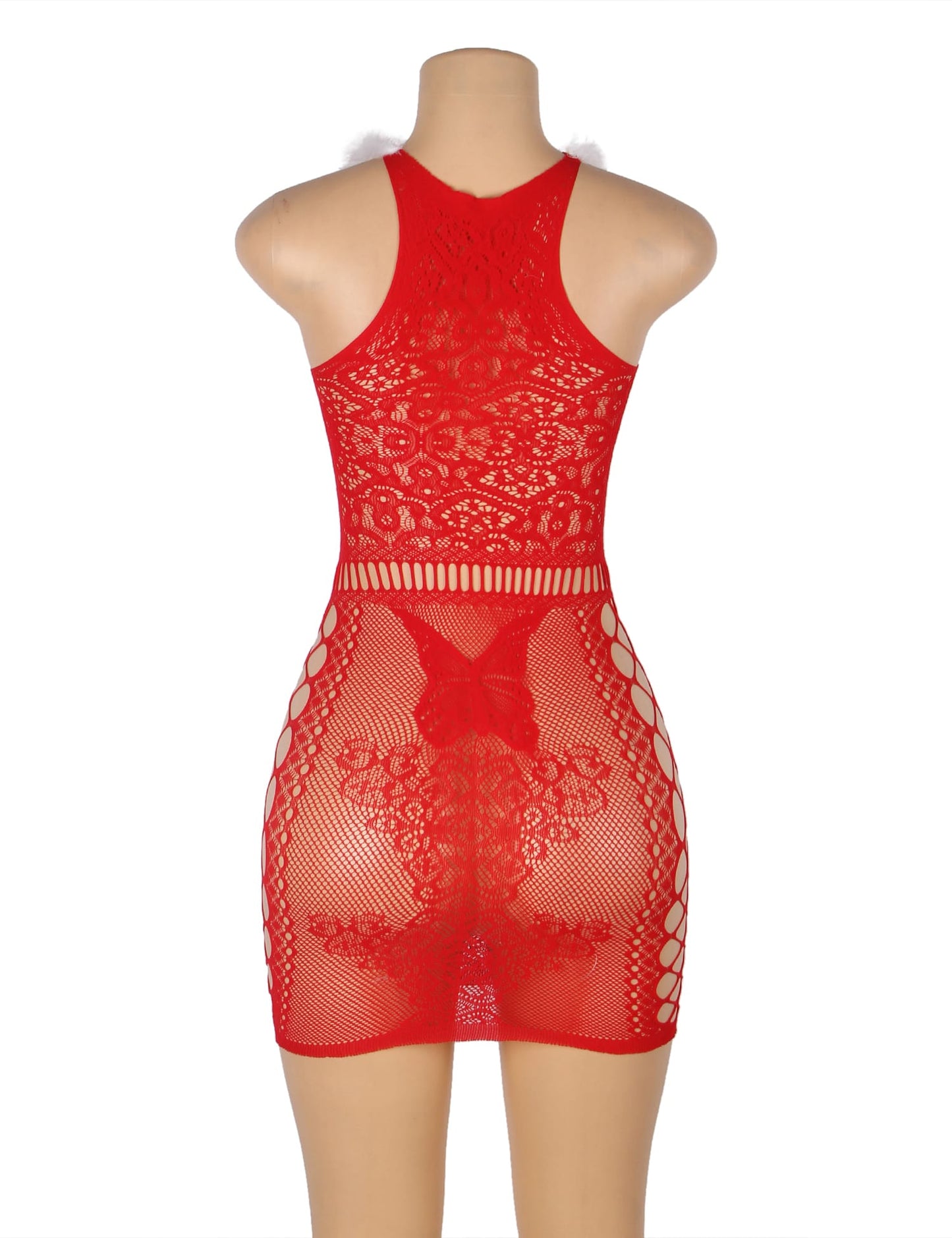YesX Christmas lightweight mesh Mesh Jumpsuit Dress with Matching Sleeves - Bodybloom