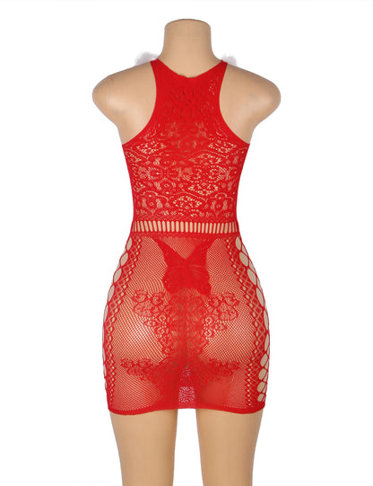 YesX Christmas lightweight mesh Mesh Jumpsuit Dress with Matching Sleeves - Bodybloom