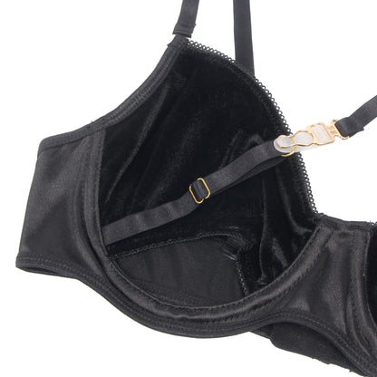 YesX Hollow Cut Halter Bra and Matching Brief Set with Gold Hardware for Women - Bodybloom