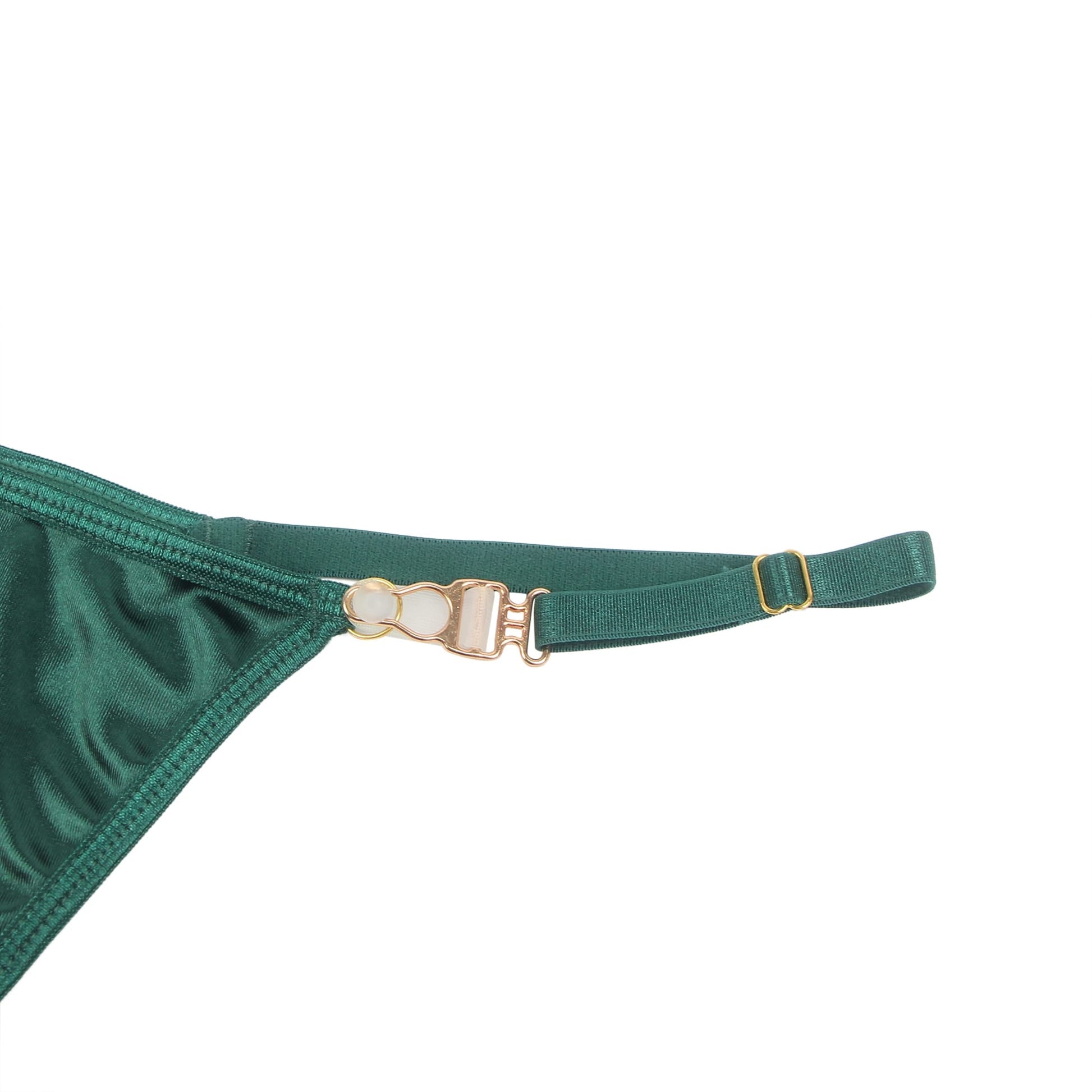 YesX Hollow Cut Halter Bra Set with Velvety Fabric and Gold Hardware - Bodybloom