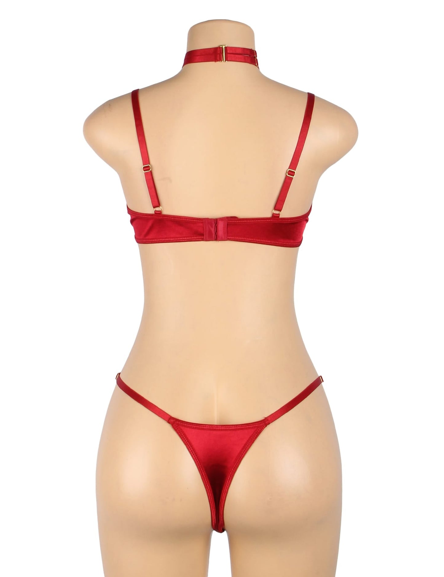 YesX Red Halter Bra Set with Underwire and High-Cut Matching Brief - Bodybloom
