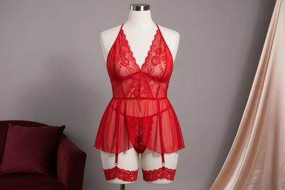 YesX Red Lace Babydoll Product Image