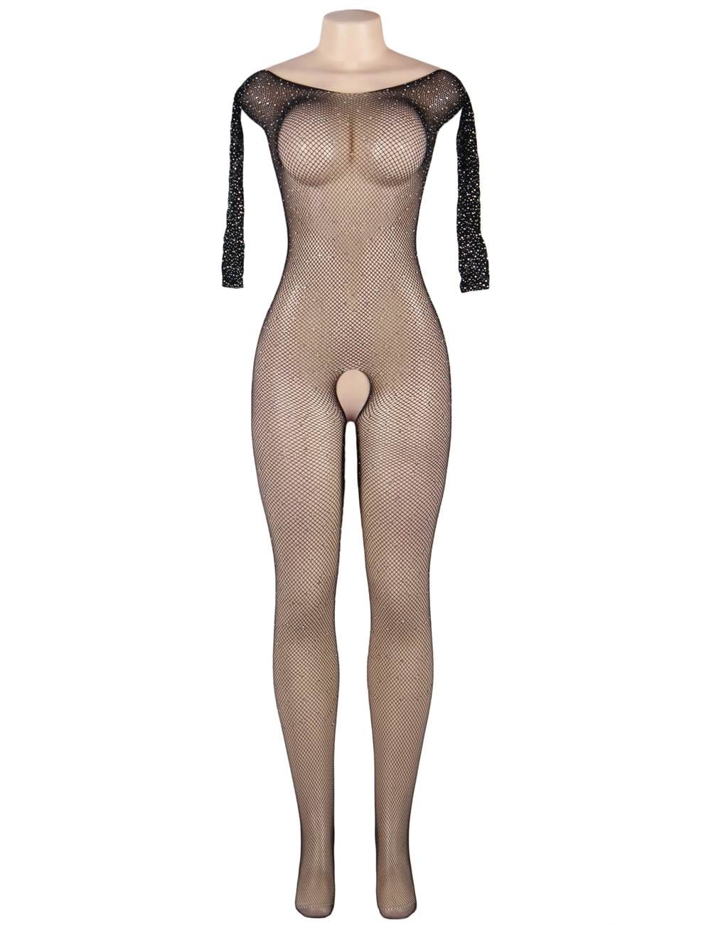 YesX Sparkly Fishnet Plus Size Mesh Jumpsuit Up to 5XL - Bodybloom