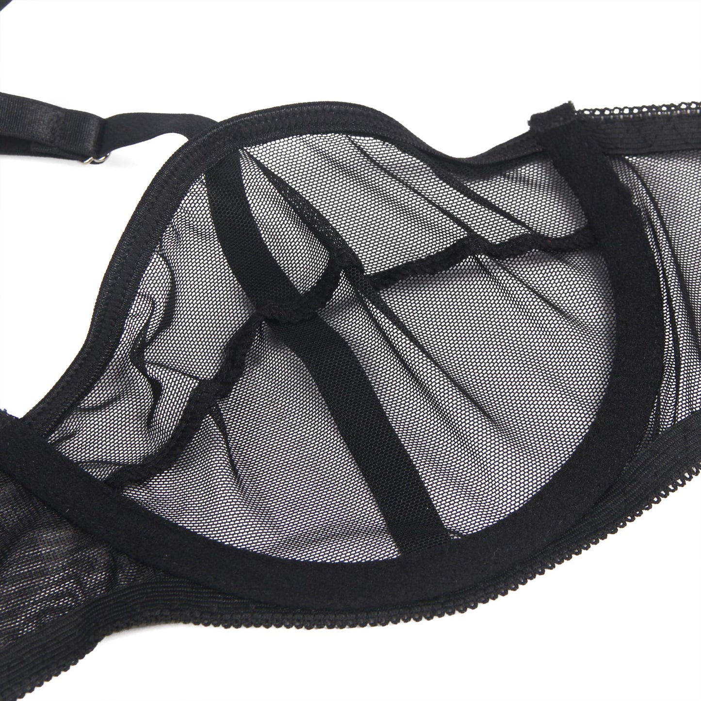 YesX YX Three Piece Plus Size Bra Set with Black Mesh waist detail Belt Matching Brief and Leg Rings - Bodybloom