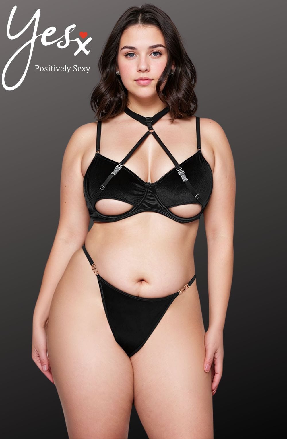 YesX YX871Q Hollow Cut Halter Bra Set - Bodybloom
