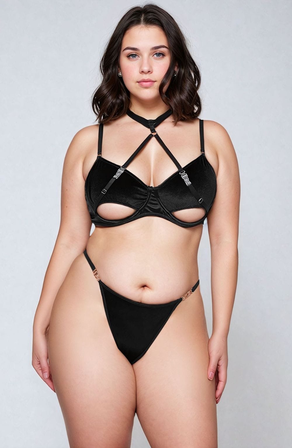 YesX YX871Q Hollow Cut Halter Bra Set - Bodybloom