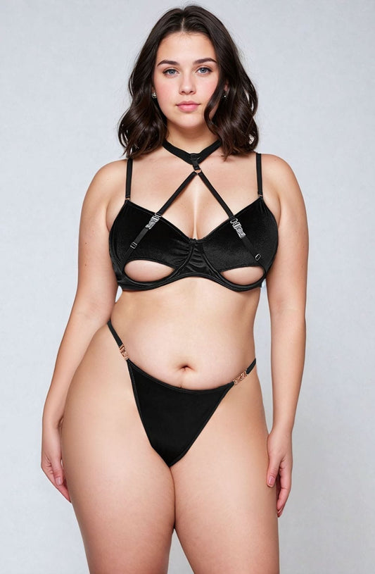 YesX YX871Q Hollow Cut Halter Bra Set - Bodybloom
