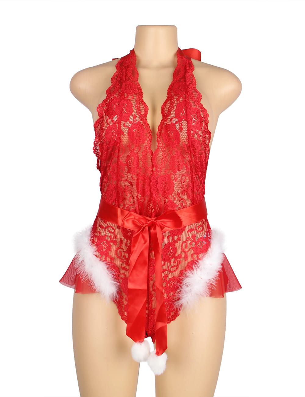 YesX YX874Q Christmas Sexy Halter Neck Teddy Up To 4XL - Bodybloom