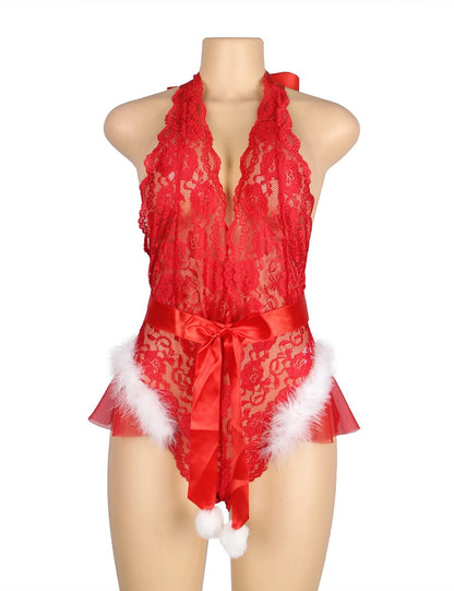 YesX YX874Q Christmas Sexy Halter Neck Teddy Up To 4XL - Bodybloom