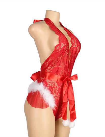 YesX YX874Q Christmas Sexy Halter Neck Teddy Up To 4XL - Bodybloom