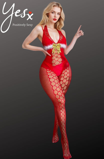 YesX YX876 Christmas Fluffy Bodystocking - Bodybloom