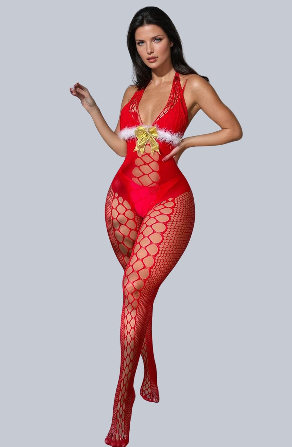 YesX YX876 Christmas Fluffy Bodystocking - Bodybloom