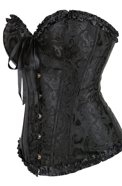 YesX YX886 Stunning Black Borcade Corset Up to 5XL - Bodybloom
