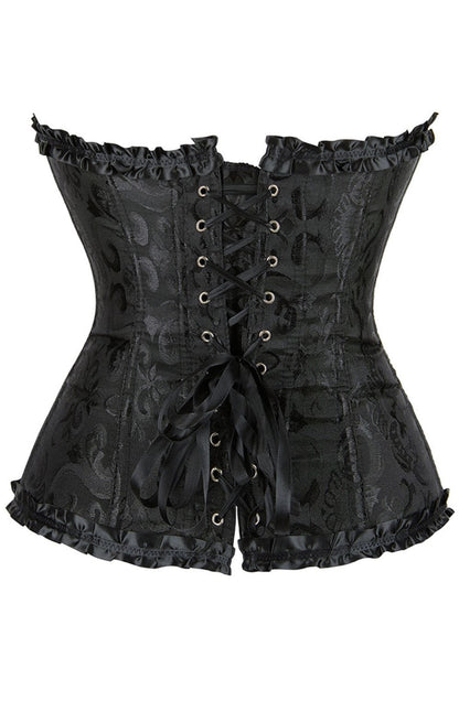 YesX YX886 Stunning Black Borcade Corset Up to 5XL - Bodybloom