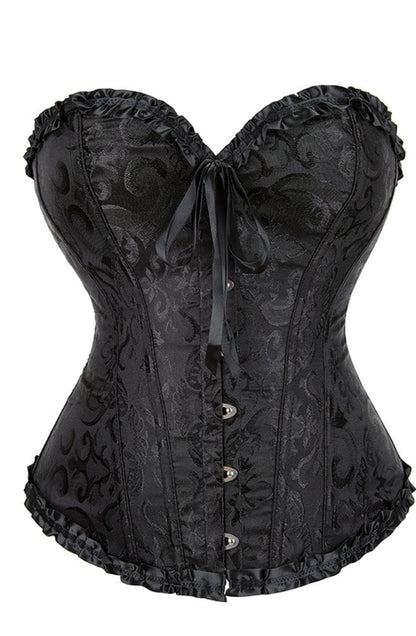 YesX YX886 Stunning Black Borcade Corset Up to 5XL - Bodybloom