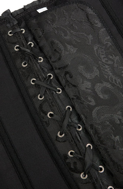 YesX YX886 Stunning Black Borcade Corset Up to 5XL - Bodybloom