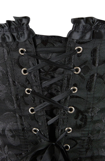 YesX YX886 Stunning Black Borcade Corset Up to 5XL - Bodybloom