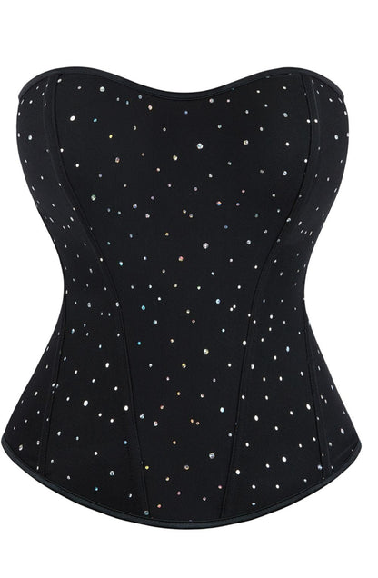 YesX YX895 Sequin Corset Black - Bodybloom